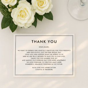 Oud geld Rustige luxe Wedding Dank je wel kaar Kaart