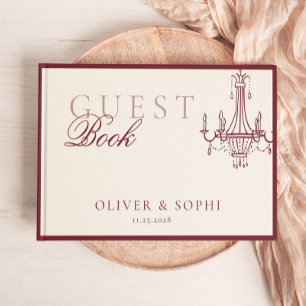 Oud geld thema Diep rood Retro Bruiloft Gastenboek