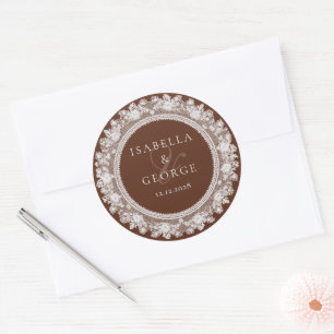 Oud Geld Trouwdag Chocolade Bruine Kanten Bedankt Ronde Sticker