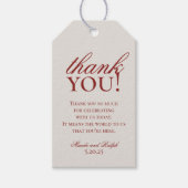 Oud Geld Vet Rode Monogram Trouwen Dank u Cadeaulabel (Voorkant)