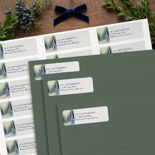 Oud Geld Winter Dennenbos Retouradres Etiket