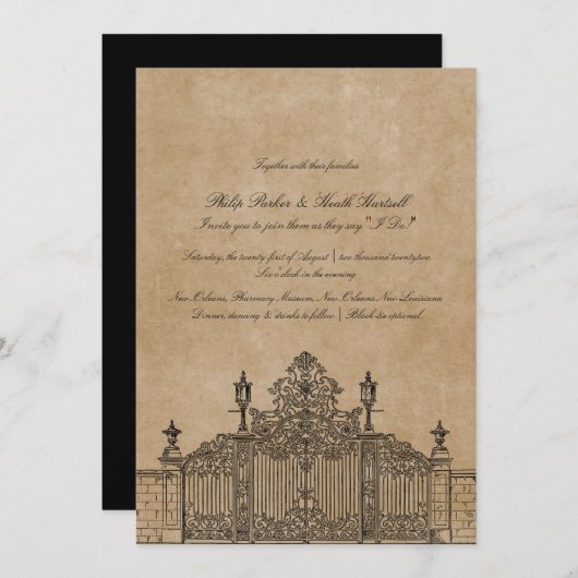  oud getijdenthema Luxurous Wedding Kaart (Voorkant / Achterkant)