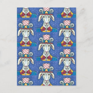 OUD GOAT UNCLE SAM, FUNNY BOERDERIJ PATRIOTIC BILL BRIEFKAART