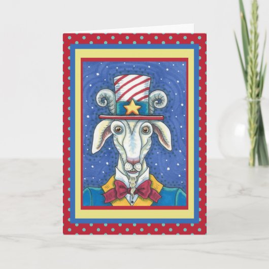 OUD GOAT UNCLE SAM, FUNNY BOERDERIJ PATRIOTIC BILL FEESTDAGEN KAART (Voorkant)
