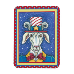 OUD GOAT UNCLE SAM, FUNNY BOERDERIJ PATRIOTIC BILL MAGNEET
