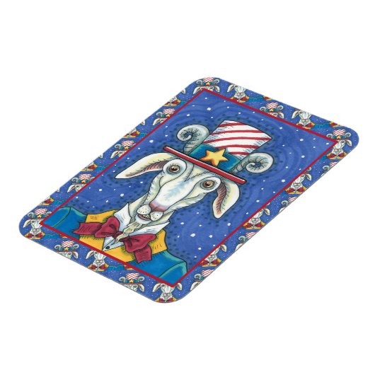 OUD GOAT UNCLE SAM, FUNNY BOERDERIJ PATRIOTIC BILL MAGNEET (Linkerzijde)