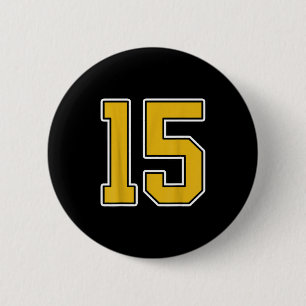 Oud Goud Zwart Wit Sport Nummer 15 Jersey Unifo Ronde Button 5,7 Cm