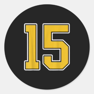 Oud Goud Zwart Wit Sport Nummer 15 Jersey Unifo Ronde Sticker