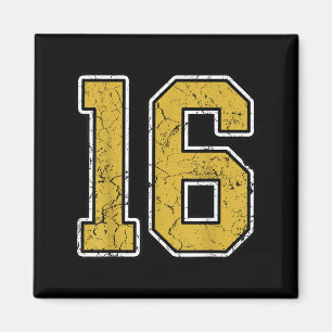 Oud Goud Zwart Wit SRTS Nummer 16 Jersey Uniform Magneet