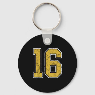 Oud Goud Zwart Wit SRTS Nummer 16 Jersey Uniform Sleutelhanger