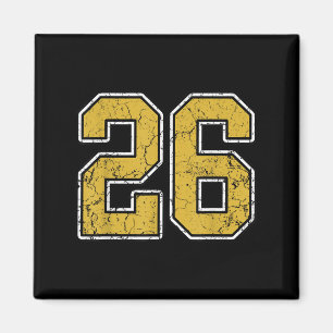 Oud Goud Zwart Wit SRTS Nummer 26 Jersey Uniform Magneet