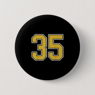 Oud Goud Zwart Wit SRTS Nummer 35 Jersey Uniform Ronde Button 5,7 Cm