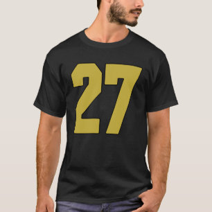 Oud Goud Zwarte Nummer 27 Jersey Speler Uniform #2 T-shirt