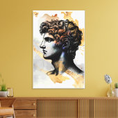 Oud Grieks man omgeven door glanzend goudmarmer Canvas Afdruk (Insitu (Woonkamer))