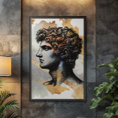 Oud Grieks man omgeven door glanzend goudmarmer Canvas Afdruk