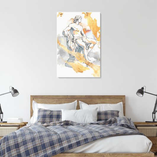 Oud Grieks man omgeven door goudmarmer Canvas Afdruk (Insitu (Slaapkamer))
