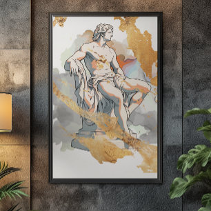 Oud Grieks man omgeven door goudmarmer Canvas Afdruk