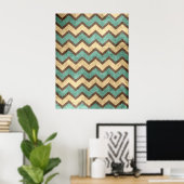  oud grijs papier, effect chevron zigzag poster (Thuiskantoor)