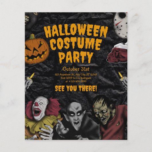 Oud Halloween Kostuumfeest, Bewerkbare Halloween Flyer (Voorkant)