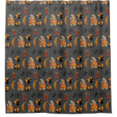 Oud-Halloweenpatroon in grijze badkamer Douchegordijn (Voorkant)