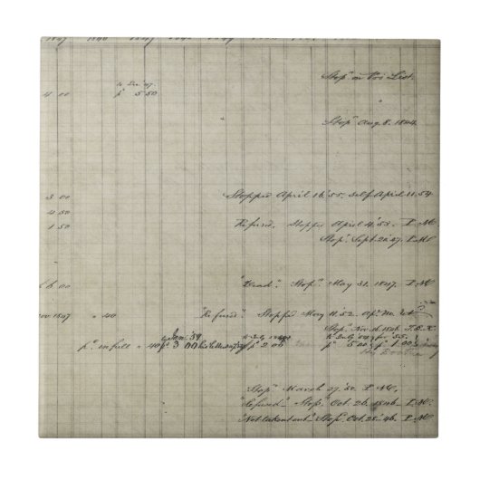 oud handgeschreven grootboek tegeltje (Voorkant)