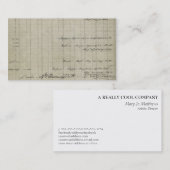 oud handgeschreven grootboek visitekaartje (Voorkant / Achterkant)