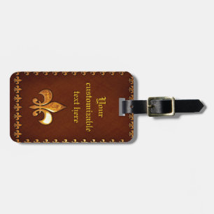 oud Hoesje van leder met gouden vloour-de-lys - Bagagelabel