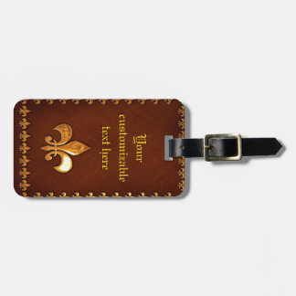 oud Hoesje van leder met gouden vloour-de-lys - Bagagelabel