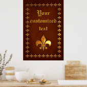 oud Hoesje van leder met gouden vloour-de-lys - Poster (Keuken)