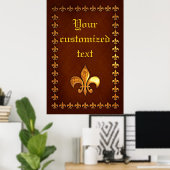 oud Hoesje van leder met gouden vloour-de-lys - Poster (Thuiskantoor)