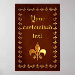 oud Hoesje van leder met gouden vloour-de-lys - Poster