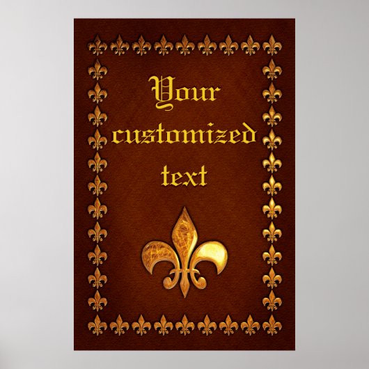 oud Hoesje van leder met gouden vloour-de-lys - Poster (Voorkant)
