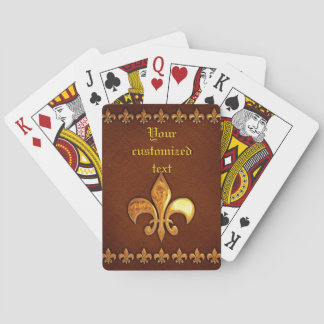 oud Hoesje van leder met gouden vloour-de-lys - Speelkaarten