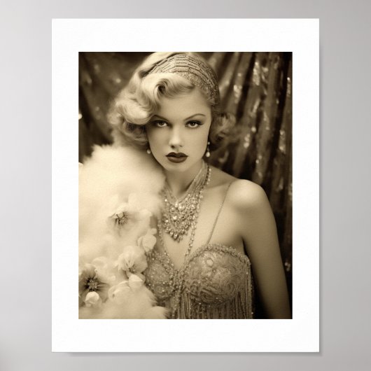 Oud Hollywood Glam Blondine Actrice Poster (Voorkant)