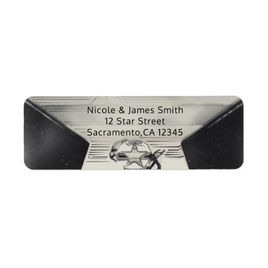  Oud Hollywood Zwart & Wit Custom Favor Etiket (Voorkant)