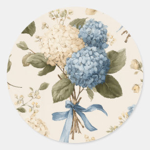 Oud Hortensia Boeket Patroon Ronde Sticker