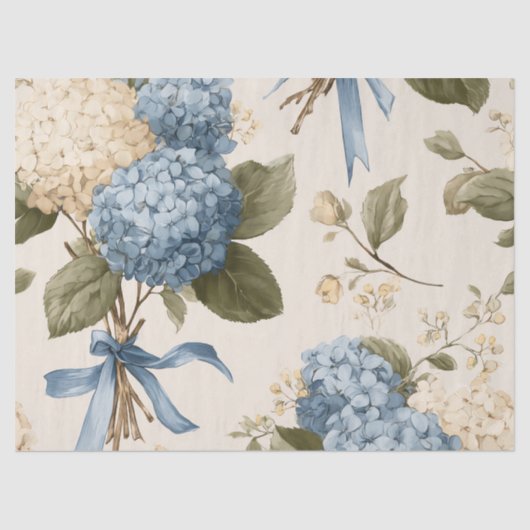 Oud Hortensia Boeket Patroon Tissuepapier (Voorkant)