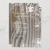 Oud hout en Shabby Lace bruiloft uitnodiging (Voorkant / Achterkant)