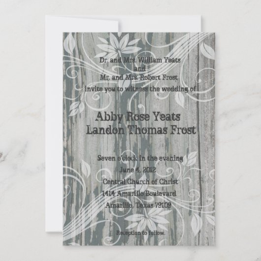 Oud hout - Floral Ghost Wedding Invitations Kaart (Voorkant)