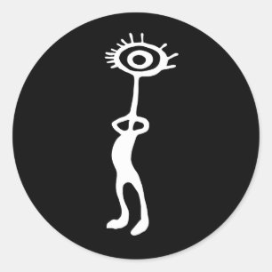Oud Idool Geoglyph Symbool Petroglyph Amerindian Ronde Sticker