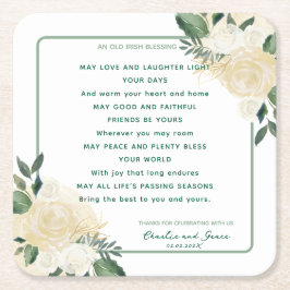 Oud Iers Zegen & Bruiloft Groen 2 Vierkante Kartonnen Onderzetter