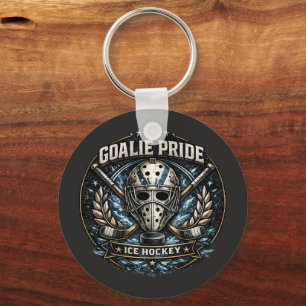 Oud ijshockeydoelmannenmasker Sportpuckontwerp Sleutelhanger