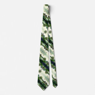 Oud Japans Samoerai Satijn landschap patroon Stropdas