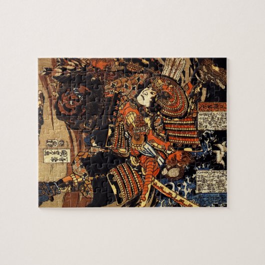 Oud Japans schilderen van Samurai Fighting c.1800s Legpuzzel (Horizontaal)
