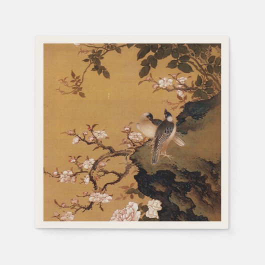 oud Japans schilderij van twee vogels Servetten (Voorkant)