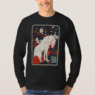 Oud Japans Wolf Cherry Blossom Wolf T-shirt