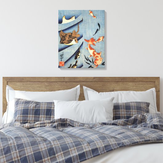 Oud Japans Zee Levensschilderij circa 1800s Canvas Afdruk (Insitu (Slaapkamer))