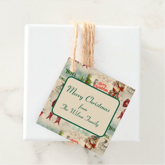 Oud Kerst Collage Bedankjes Labels (In situ)