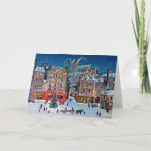 Oud Kerst Dorp Prettig Kerstfeest Feestdagen Kaart