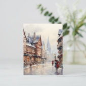 Oud Kerst Dorpsstraat Vakantie Feestdagenkaart (Staand voorkant)